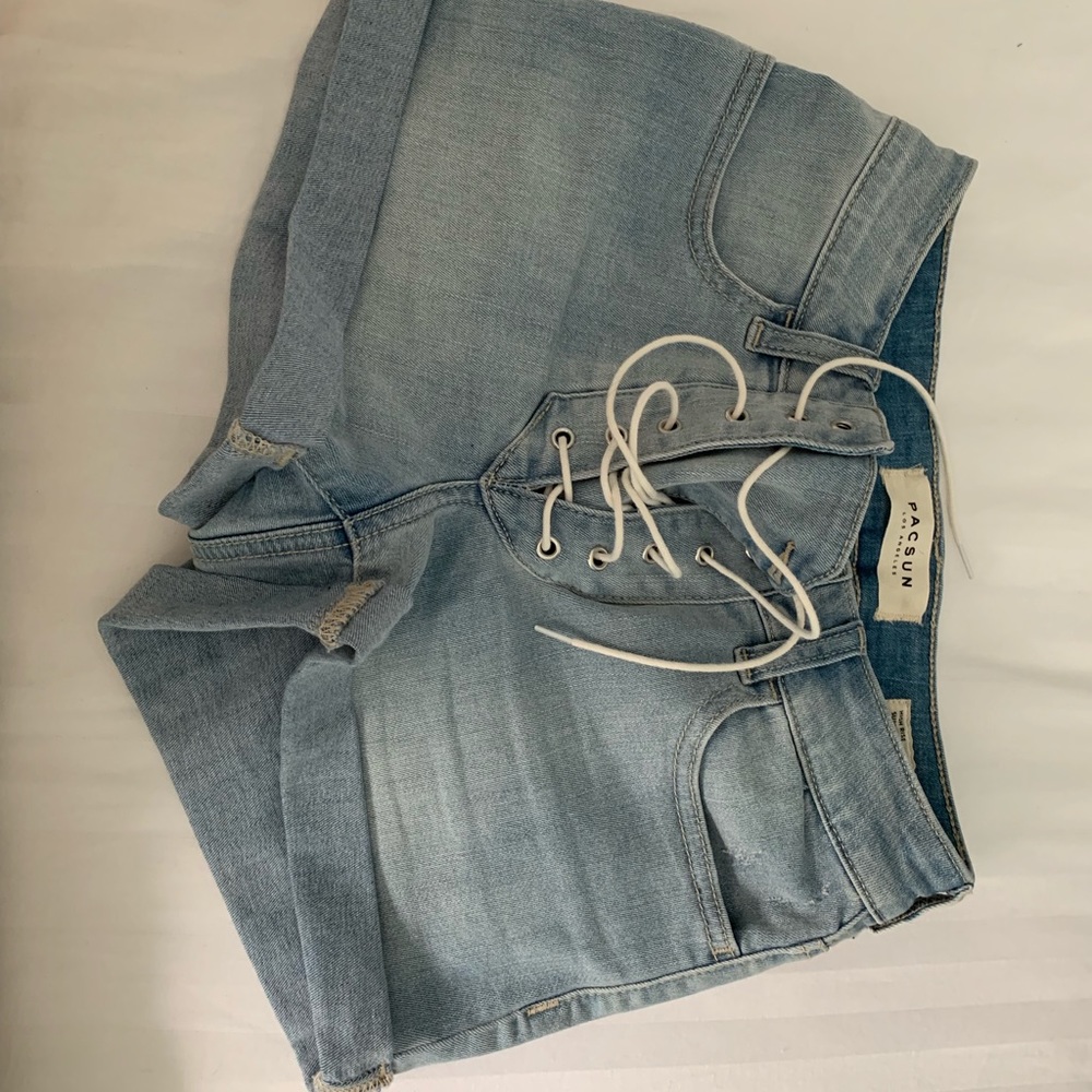 Pacsun High Rise Stretch Shortie Lace Up Shorts